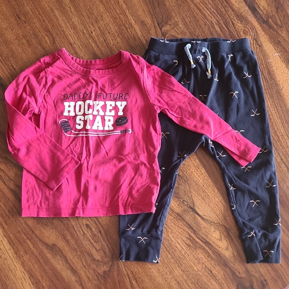 Red Hockey Star Shirt and Black Pants Set (🛍 Bundle ANY 6/$36)